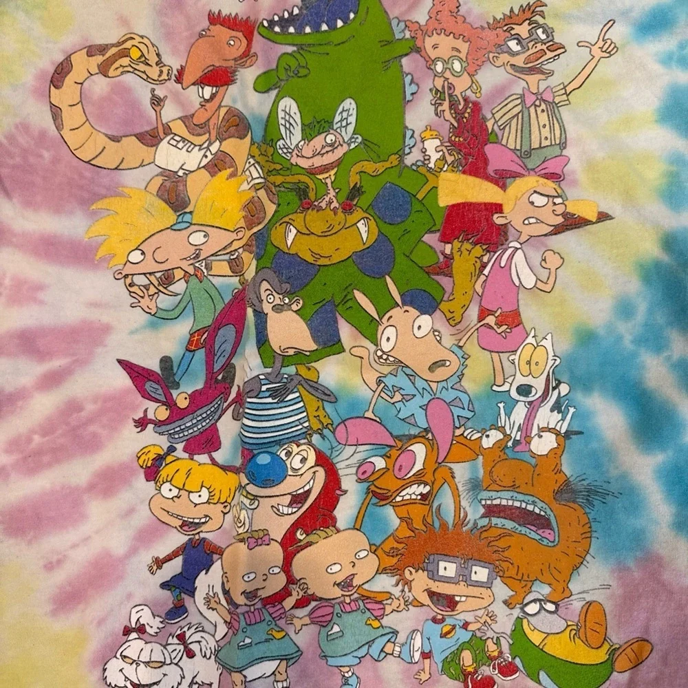 Nickelodeon Tie Dye T Shirt Adult Size L Rugrats Ren & Stimpy Hey Arnold 90s Y2K - Picture 2 of 8